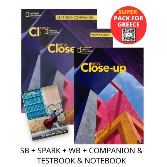 NEW CLOSE-UP A2 SUPER PACK FOR GREECE (SB + SPARK + WB + COMPANION & TESTBOOK & NOTEBOOK) - 