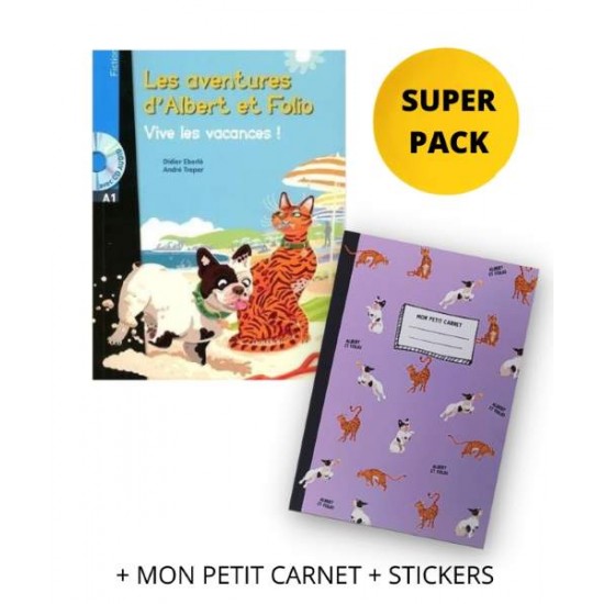 ALBERT ET FOLIO VIVE LES VACANCES! SUPER PACK (+ MON PETIT CARNET + STICKERS) - DIDIER EBERLE, ANDRE TREPER